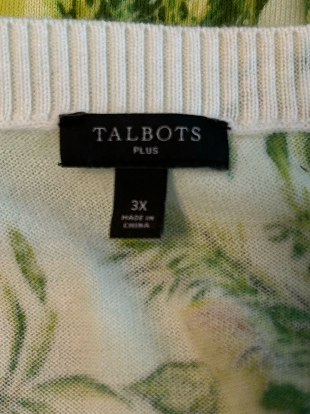 Talbots ELBOW SLEEVE PULLOVER - LEMON TREES Women’s SZ 3X Blue Green Yellow - Picture 6 of 7